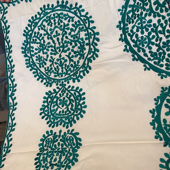 Anthropologie Marrakech Cafe Curtain Panel Moroccan Green White 50x36” - Picture 3 of 3